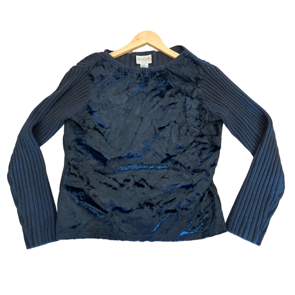 Vintage Rare Oscar de la Renta wool knit mix sweater fluffy and soft Size Medium